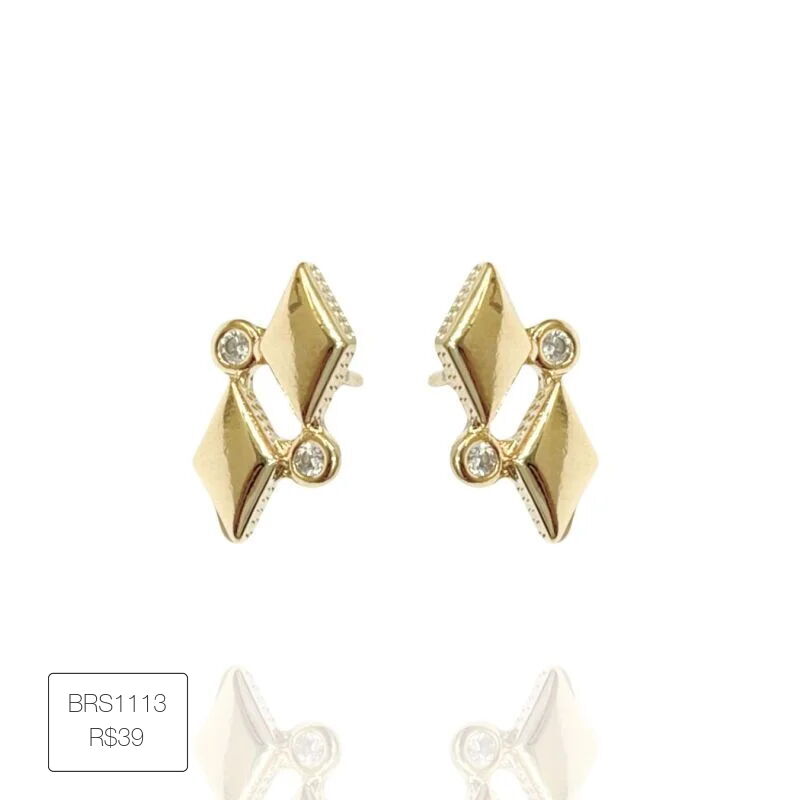 Brinco Fixo Baby Allure Com 2 Zircs Dourado